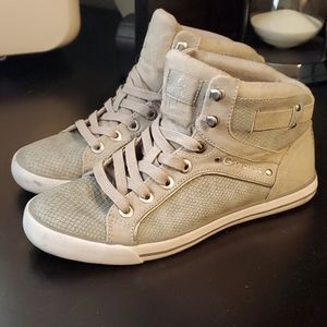 Women's Guess GGOPALL 12 Sneakers Size 8.5 Snake Grayish Tan